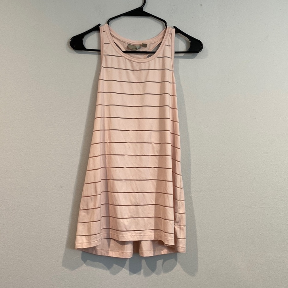 Athleta Light Pink Striped Tank Top - Sheer - Size Small